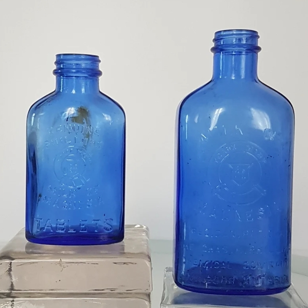 Phillips Milk of Magnesia Bottles Cobalt Blue Glass Medicine Bottles 1930s